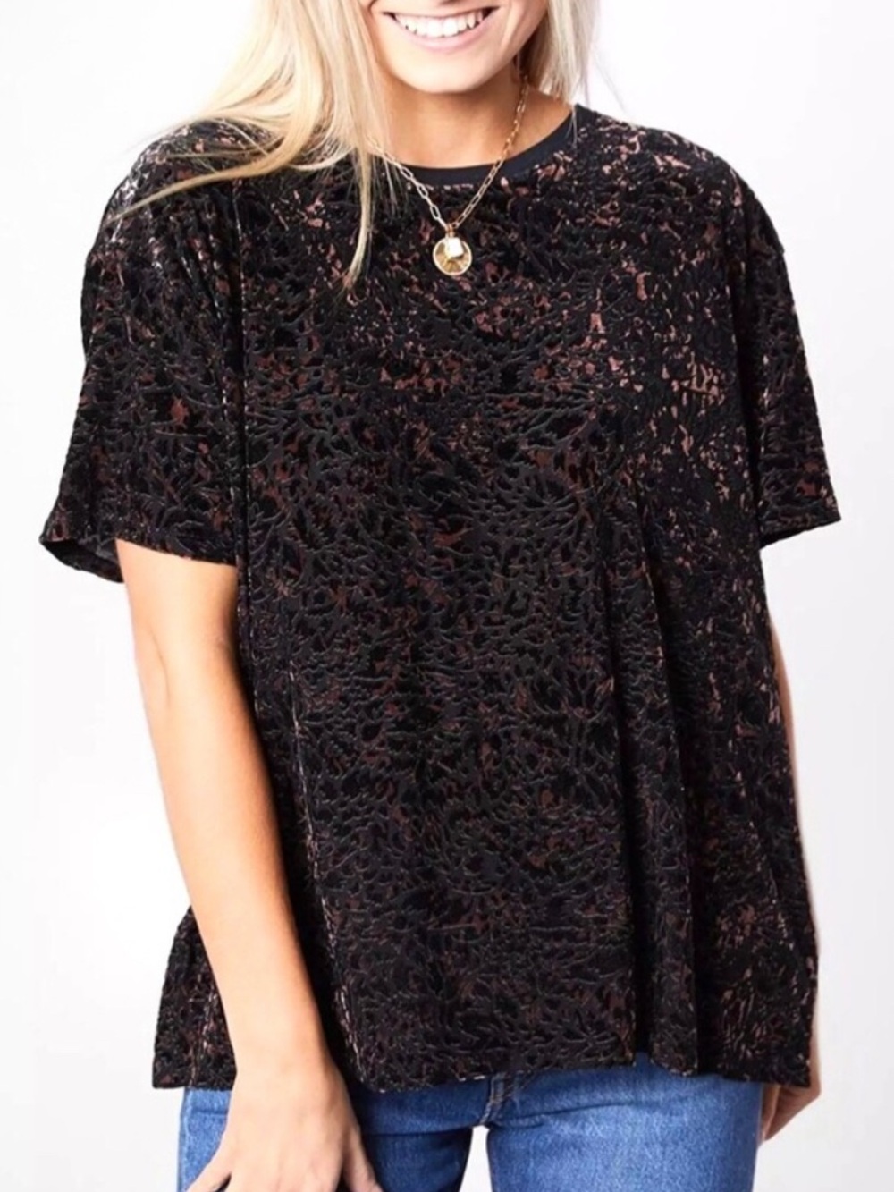 We The Free Teddy Boxy Top Velvety Size Medium